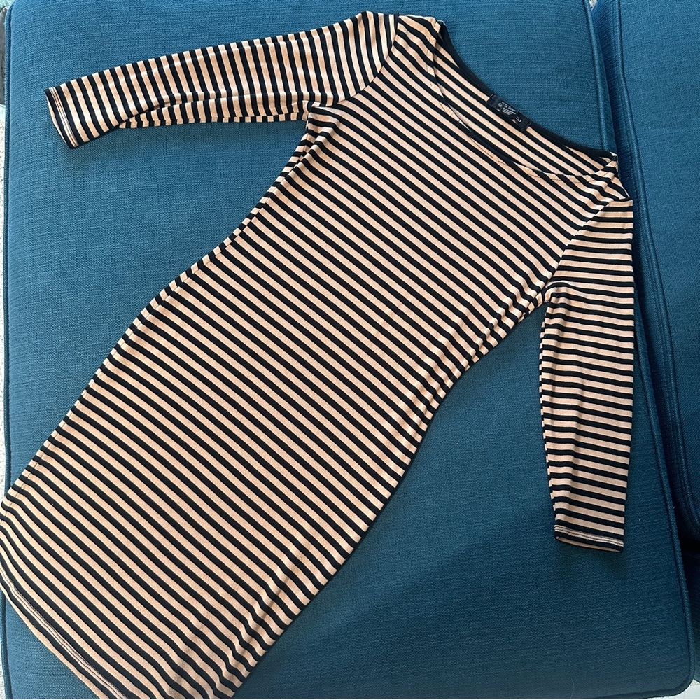 Vintage Y2K Striped Black and Tan Dress